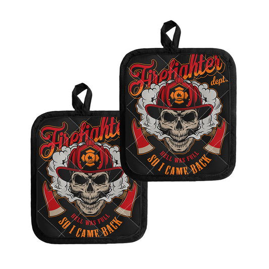 Firefighter Department Skull Print Pot Holders