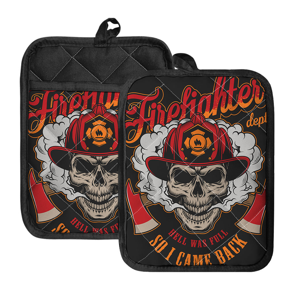 Firefighter Department Skull Print Pot Holders With Pocket