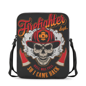 Firefighter Department Skull Print Rectangular Crossbody Bag