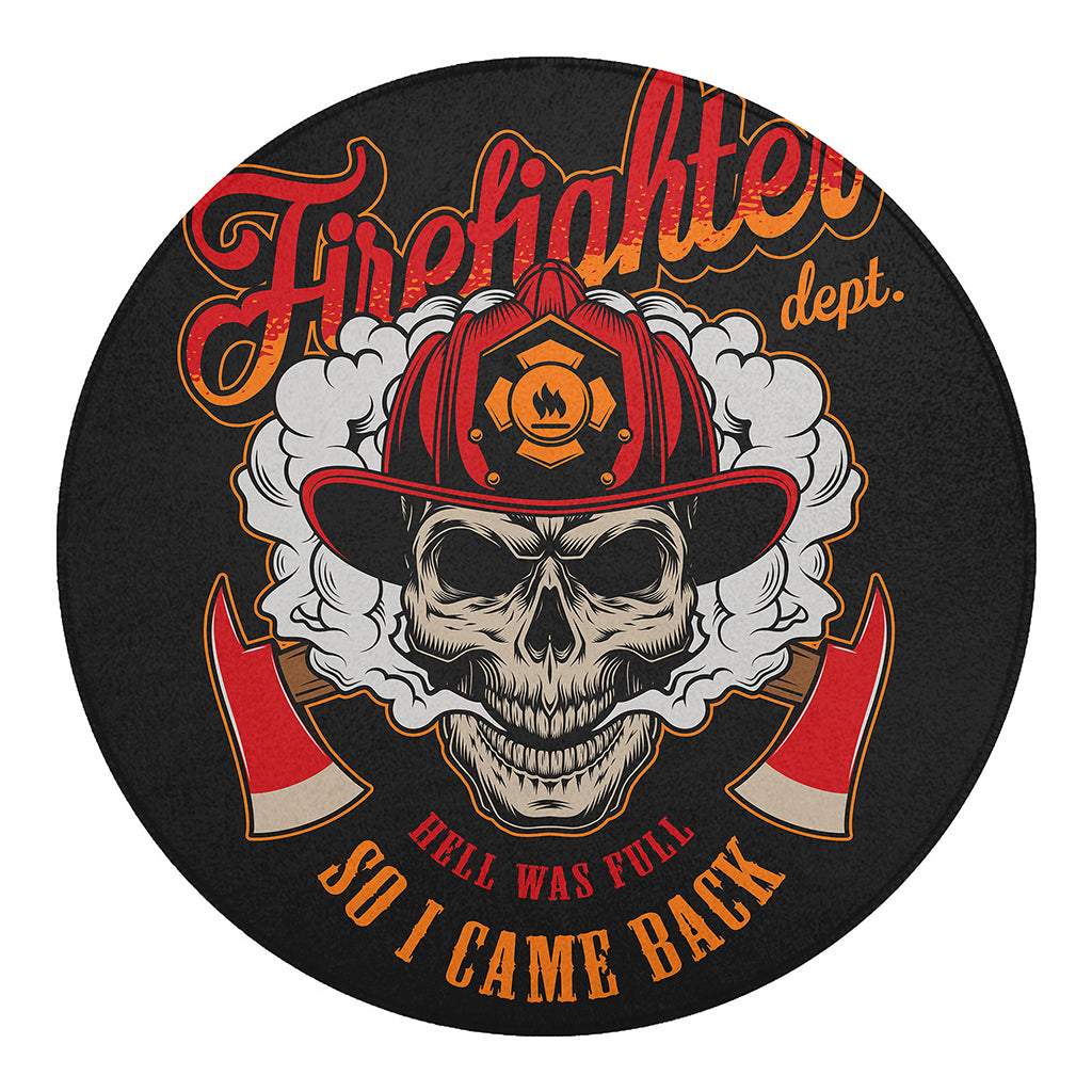 Firefighter Department Skull Print Round Blanket