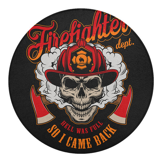 Firefighter Department Skull Print Round Blanket