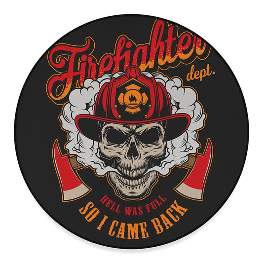 Firefighter Department Skull Print Round Floor Mat