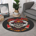 Firefighter Department Skull Print Round Rug