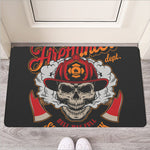 Firefighter Department Skull Print Rubber Doormat