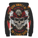 Firefighter Department Skull Print Sherpa Lined Zip Up Hoodie