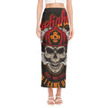 Firefighter Department Skull Print Side Slit Maxi Skirt