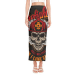 Firefighter Department Skull Print Side Slit Maxi Skirt