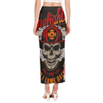 Firefighter Department Skull Print Side Slit Maxi Skirt