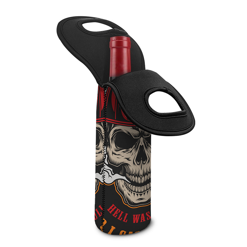 Firefighter Department Skull Print Single Neoprene Wine Tote