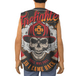 Firefighter Department Skull Print Sleeveless Baseball Jersey