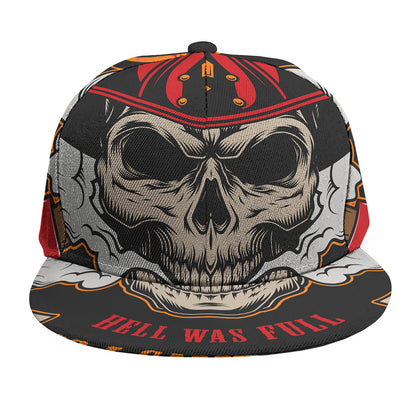 Firefighter Department Skull Print Snapback Cap