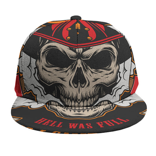 Firefighter Department Skull Print Snapback Cap
