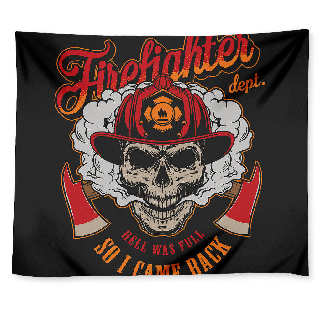 Firefighter Department Skull Print Tapestry