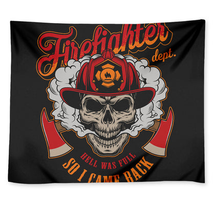 Firefighter Department Skull Print Tapestry