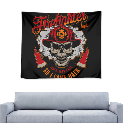 Firefighter Department Skull Print Tapestry