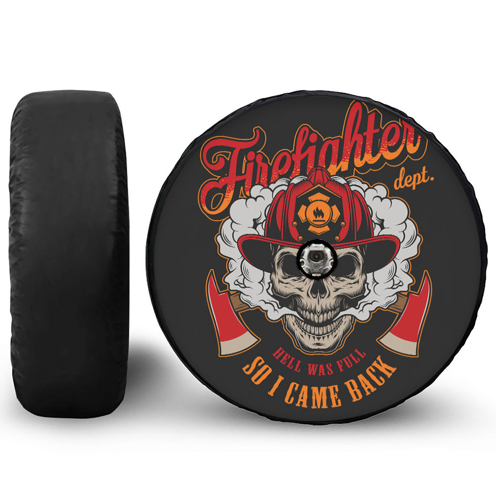 Firefighter Department Skull Print Tire Cover With Camera Hole