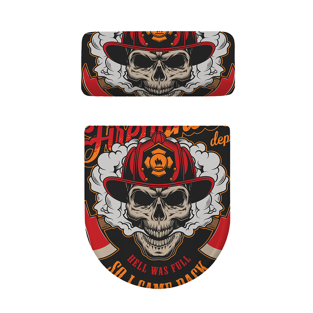 Firefighter Department Skull Print Toilet Lid And Tank Cover Set