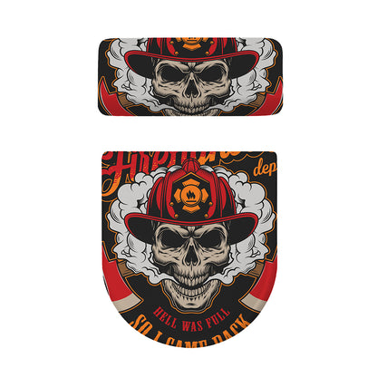 Firefighter Department Skull Print Toilet Lid And Tank Cover Set