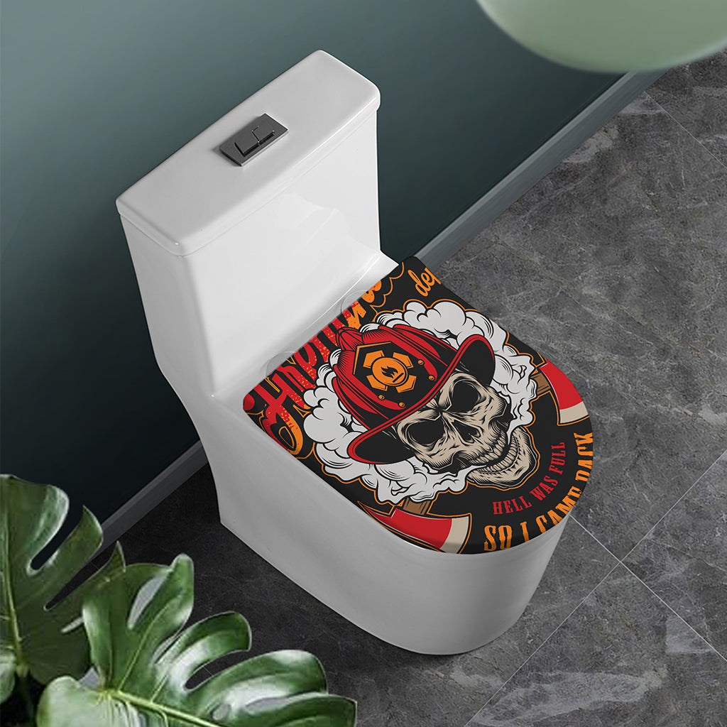 Firefighter Department Skull Print Toilet Lid Cover