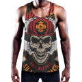 Firefighter Department Skull Print Men's Workout Tank Top