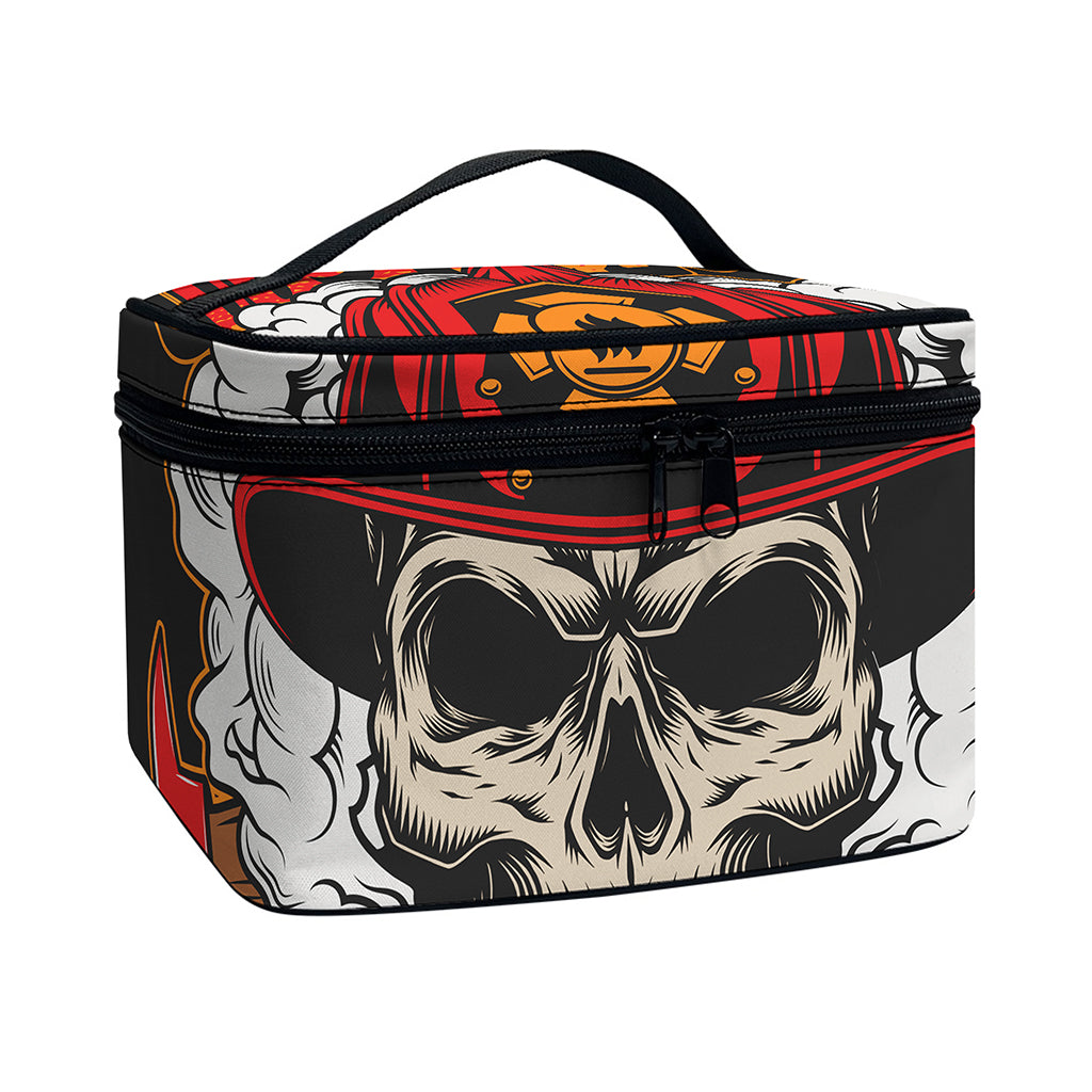 Firefighter Department Skull Print Travel Makeup Bag