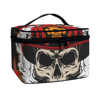 Firefighter Department Skull Print Travel Makeup Bag