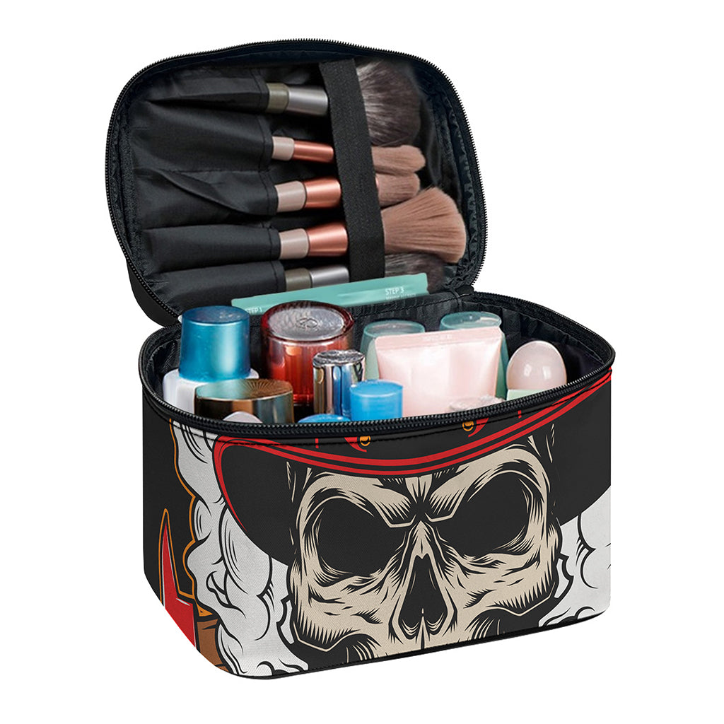 Firefighter Department Skull Print Travel Makeup Bag