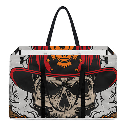 Firefighter Department Skull Print Utility Tote Bag
