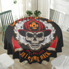 Firefighter Department Skull Print Waterproof Round Tablecloth