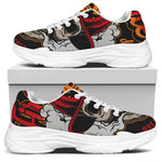 Firefighter Department Skull Print White Chunky Shoes