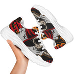 Firefighter Department Skull Print White Chunky Shoes