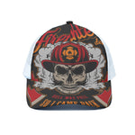 Firefighter Department Skull Print White Mesh Trucker Cap