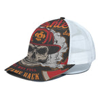 Firefighter Department Skull Print White Mesh Trucker Cap