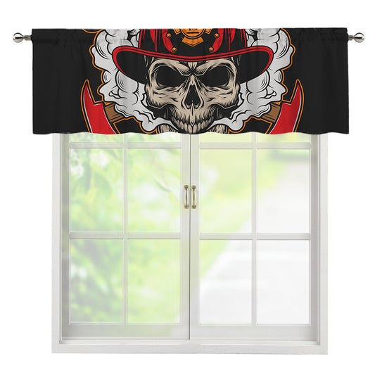 Firefighter Department Skull Print Window Valance