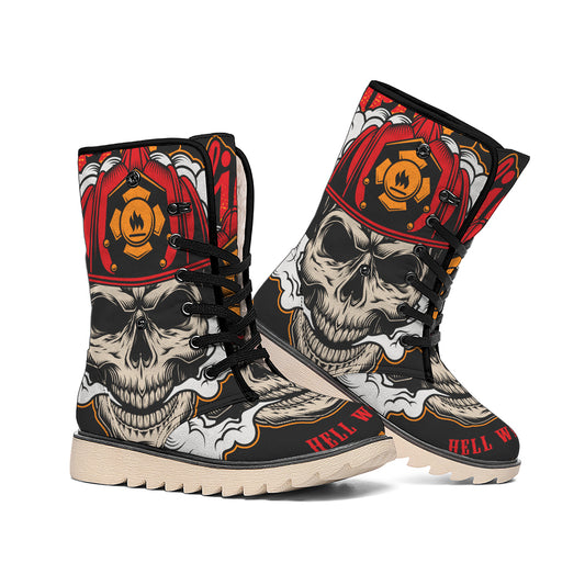 Firefighter Department Skull Print Winter Boots