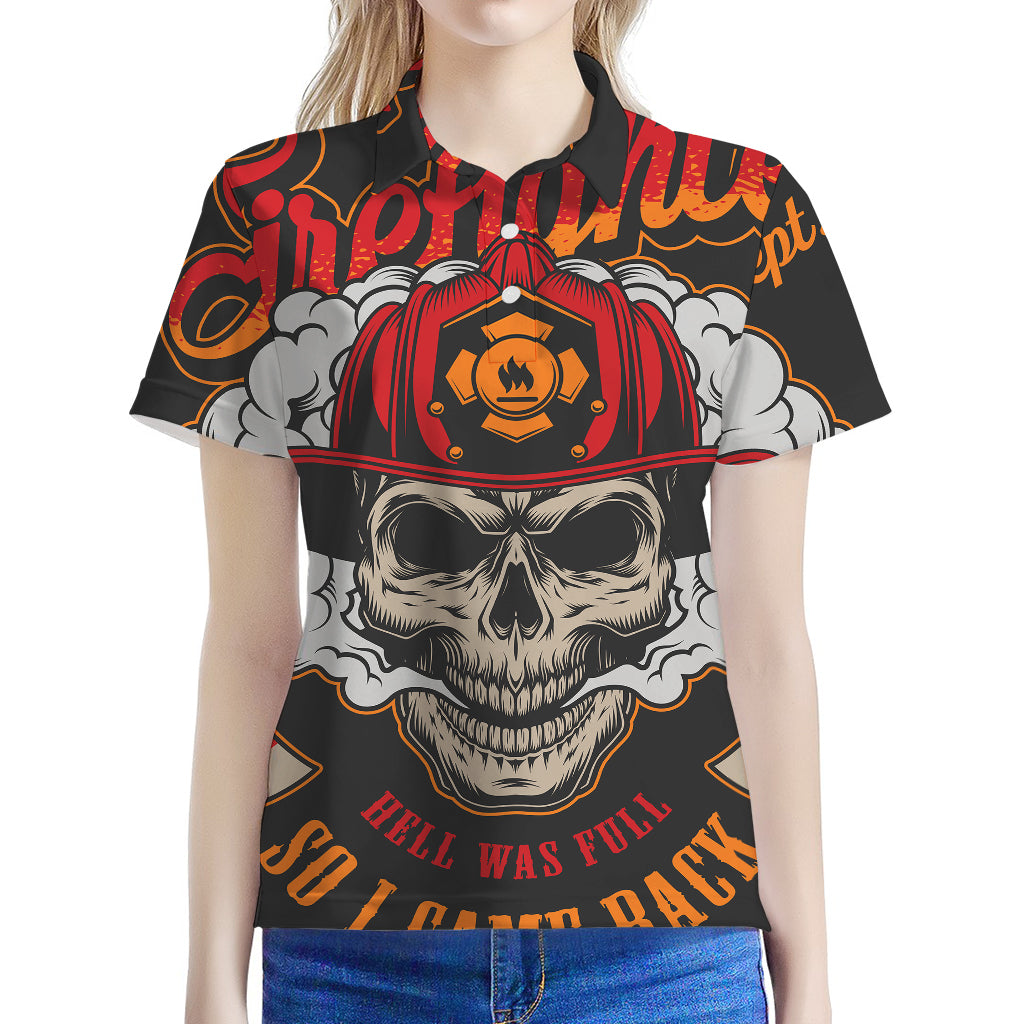 Firefighter Department Skull Print Women's Polo Shirt