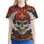 Firefighter Department Skull Print Women's Polo Shirt