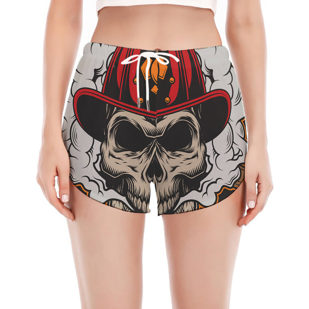 Firefighter Department Skull Print Women's Split Running Shorts