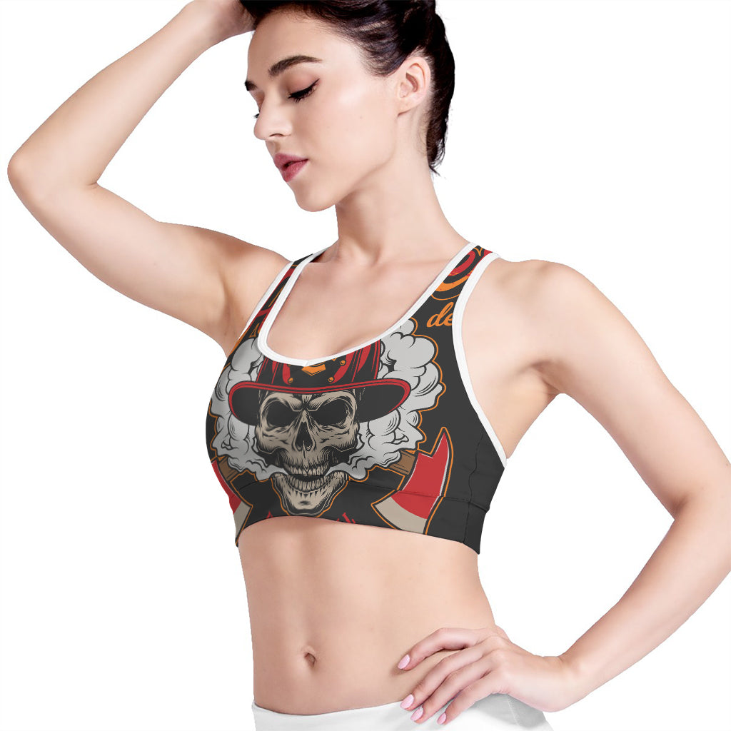 Firefighter Department Skull Print Women's Sports Bra