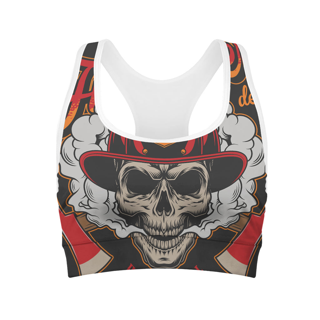 Firefighter Department Skull Print Women's Sports Bra