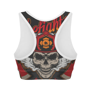 Firefighter Department Skull Print Women's Sports Bra