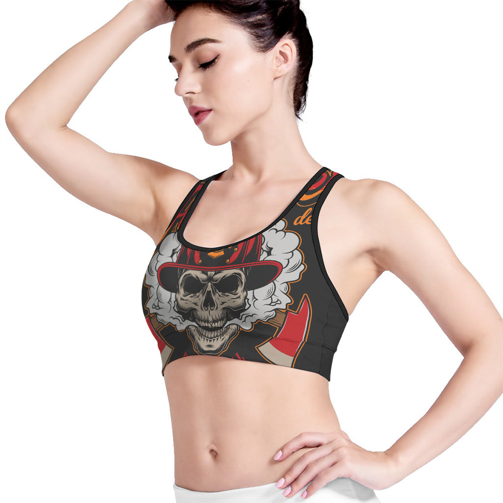 Firefighter Department Skull Print Women's Sports Bra