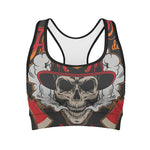 Firefighter Department Skull Print Women's Sports Bra