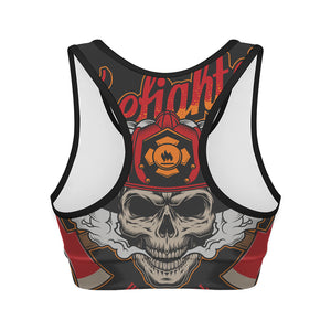 Firefighter Department Skull Print Women's Sports Bra