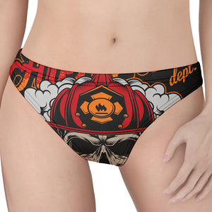 Firefighter Department Skull Print Women's Thong