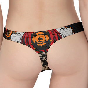 Firefighter Department Skull Print Women's Thong