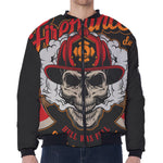 Firefighter Department Skull Print Zip Sleeve Bomber Jacket