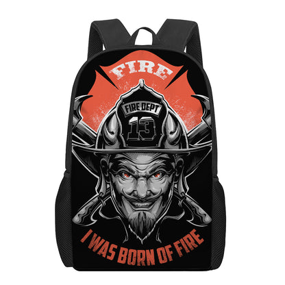 Firefighter Devil Print 17 Inch Backpack