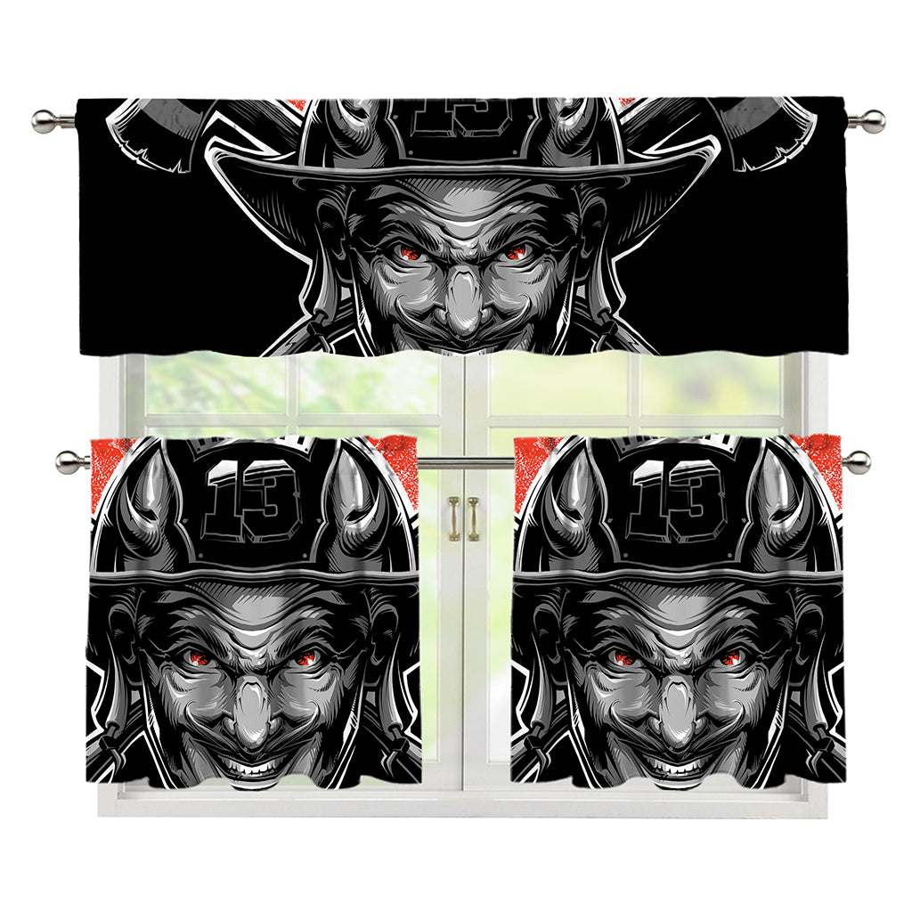 Firefighter Devil Print 3 Piece Kitchen Curtains
