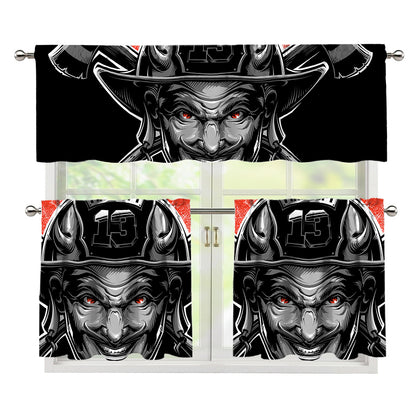 Firefighter Devil Print 3 Piece Kitchen Curtains
